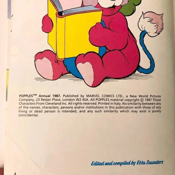 Vtg 1987 Popples Annual Marvel Book  Etta Saunders - Picture 6 of 16